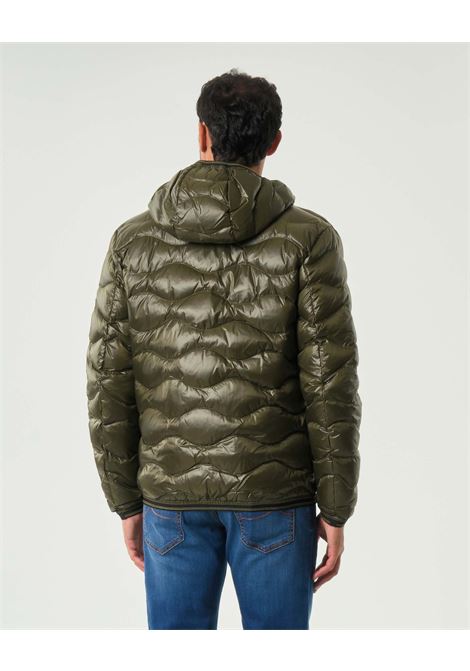 Piumino verde Wave con Trapuntatura a Onde e Cappuccio BLAUER | Piumino | BLUC03005006355659