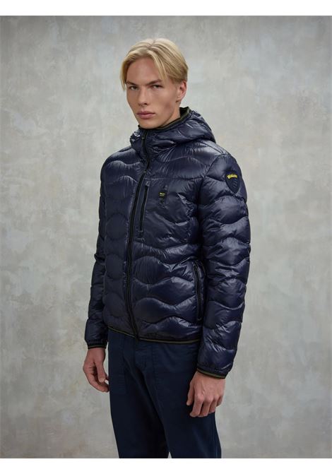 Piumino blu Wave con Trapuntatura a Onde e Cappuccio BLAUER | Piumino | BLUC03005006355888