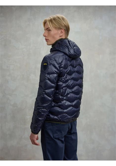 Piumino blu Wave con Trapuntatura a Onde e Cappuccio BLAUER | Piumino | BLUC03005006355888