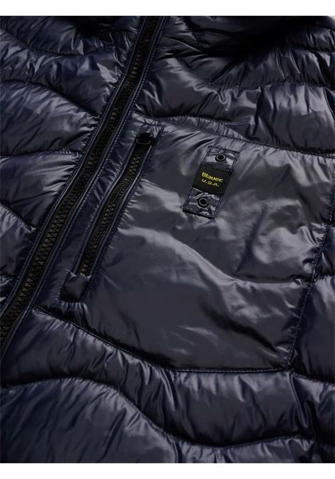 Piumino blu Wave con Trapuntatura a Onde e Cappuccio BLAUER | Piumino | BLUC03005006355888