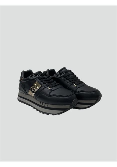 Sneakers Donna Epps01 Nere in Pelle con Dettagli Laminati BLAUER | Scarpa | EPPS01/LEABLK