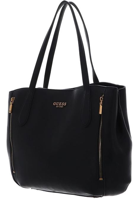 Shopper Guess nera in ecopelle con zip laterali e triplo comparto GUESS | Borsa | HWVB8977230BLA