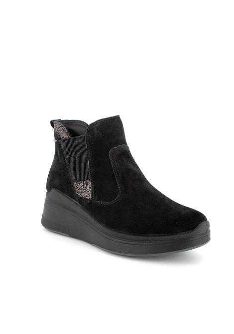 Stivaletti con Zeppa Neri in Pelle con Dettagli Animalier e Zip IGI&CO | Scarpa | 4655200NERO