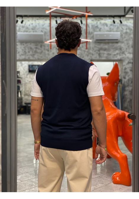 Gilet da uomo in maglia blu con scollo a V e chiusura frontale a bottoni MARK-UP | Gilet | MK20013BLU