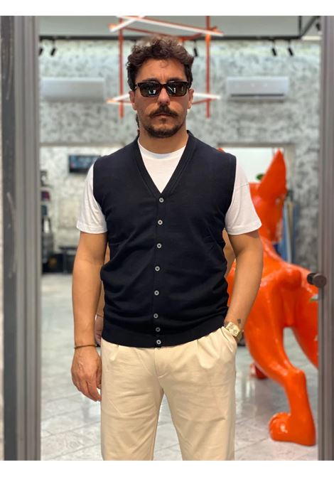 Gilet in maglia nero con scollo a V e chiusura frontale a bottoni MARK-UP | Gilet | MK20013NERO