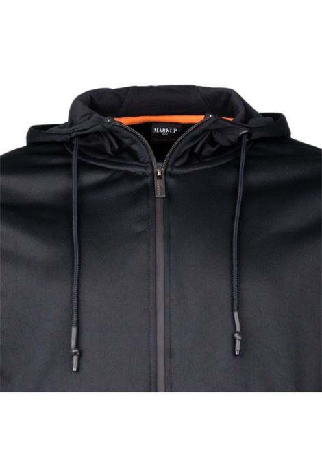 Felpa blu da uomo in tessuto tecnico con cappuccio e zip MARK-UP | Felpa | MK592016BLU