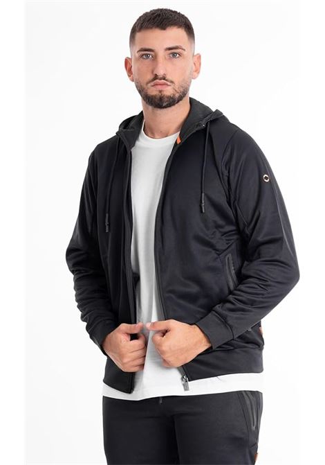Felpa nera da uomo in tessuto tecnico con cappuccio e zip MARK-UP | Felpa | MK592016NERO