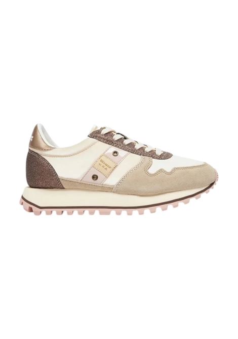 Sneakers Donna Beige Millen con Dettagli Bronzo BLAUER | Scarpa | MILLEN01/SUGCRE/BRZ