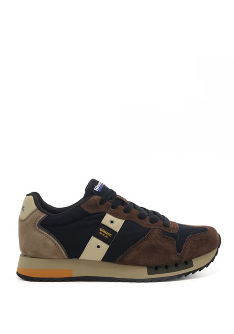 Sneakers Blauer Moro con Dettagli Beige e Blu BLAUER | Scarpa | QUEENS01/WAXBRW/NVY