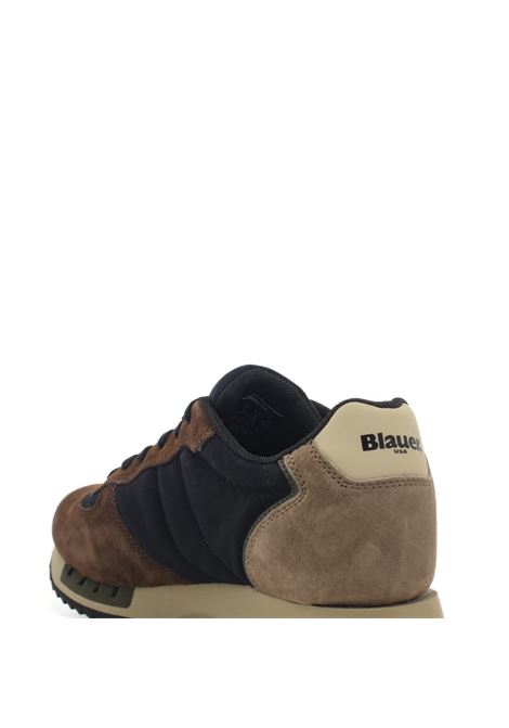 Sneakers Blauer Moro con Dettagli Beige e Blu BLAUER | Scarpa | QUEENS01/WAXBRW/NVY