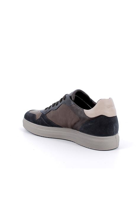 Sneakers caffèblu scuro in pelle e scamosciato con suola leggera IGI&CO | Scarpa | 6633522CAFFE/BLU