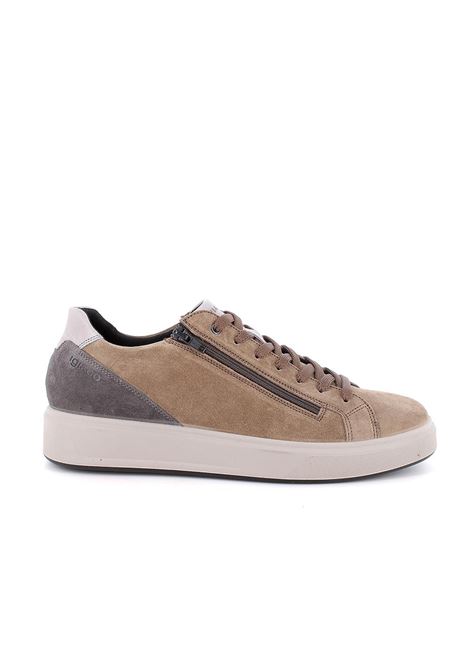 Sneakers sesamo in pelle scamosciata con lacci e zip laterale IGI&CO | Scarpa | 6635122SESAMO