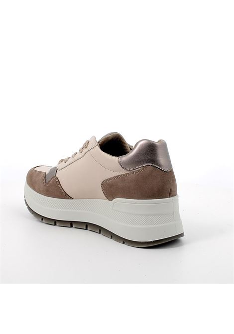 Sneakers con zeppa chunky fango-écru in pelle e camoscio IGI&CO | Scarpa | 6675411FANGO