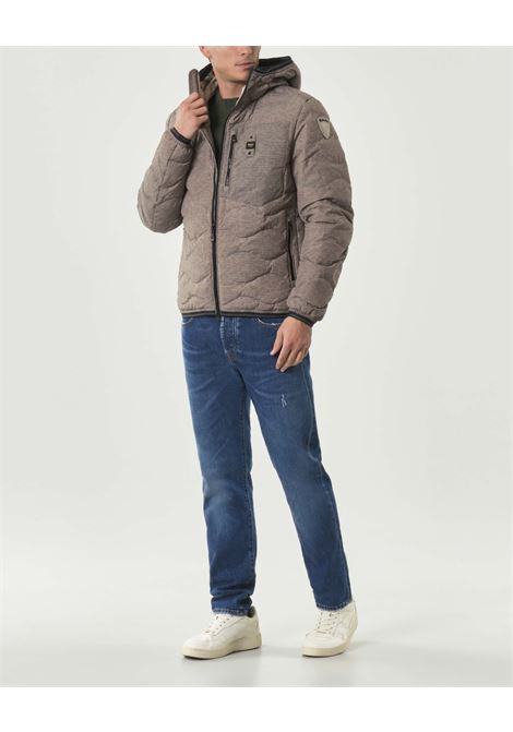 Piumino color lontra Wax Wave con Trapuntatura ad Onde e Taschino BLAUER | Piumino | BLUC03074341