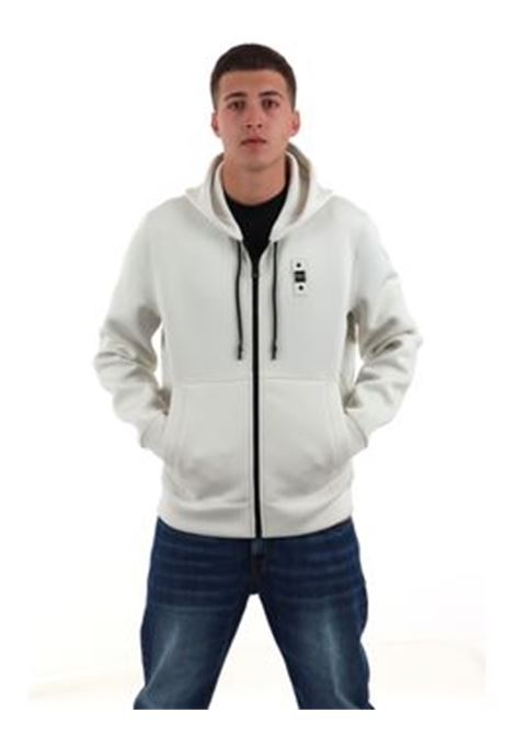 Felpa Uomo in Neoprene Colby bianca con Cappuccio e Zip BLAUER | Felpa | BLUF 2093129