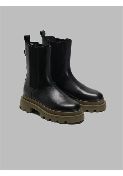 Stivaletto Chelsea Nero e verde Kimmel08-LEP con Suola Oversize BLAUER | Stivale | KIMMEL08/LEPBLK/MIL