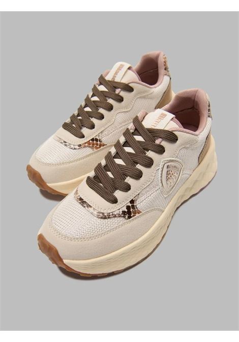 Sneaker Lynn01-PYT Grigio con Dettagli Pitonati e Suola Ibrida BLAUER | Scarpa | LYNN01/PYTCRE/BRW