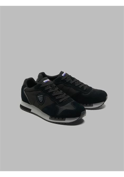 Sneaker Queens Nere in Tessuto e Pelle Scamosciata BLAUER | Scarpa | QUEENS05/MESBLK