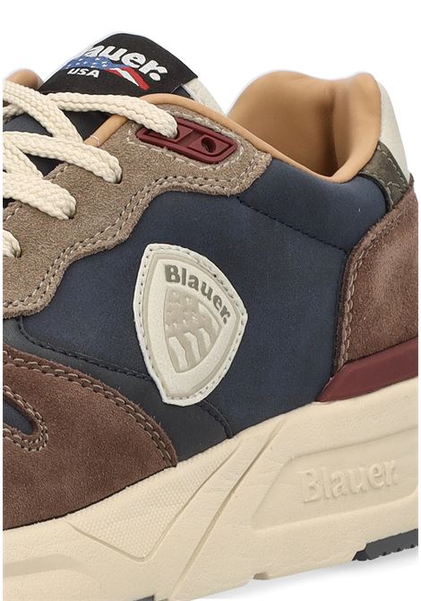 Sneaker Ray02 NUS Navy e Dark Brown in Camoscio ed Ecopelle BLAUER | Scarpa | RAY02/NUSNVY/DKB