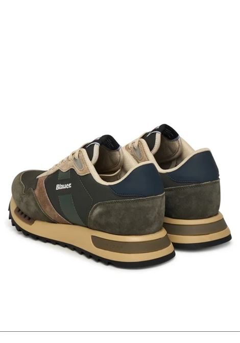 Sneakers Ryder01 Verde Militare e Blu in Camoscio ed Ecopelle BLAUER | Scarpa | RYDER01/NYNMIL/NVY