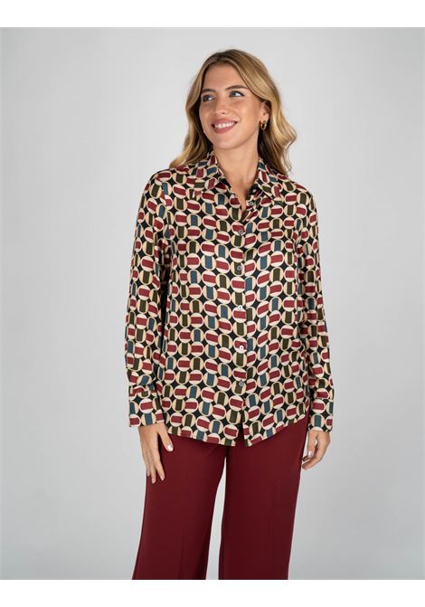 Camicia Multicolor in Twill EcoVero Stampato con Bottoni Foderati ELENA MIRO | Camicia | 5164P100229N001