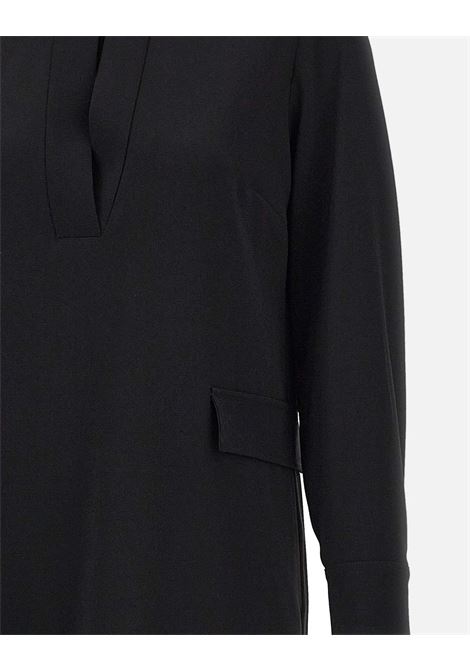Abito Nero a Matita in Cady Crêpe Stretch Sostenibile con Scollo Polo ELENA MIRO | Abito | 7445P000250N033