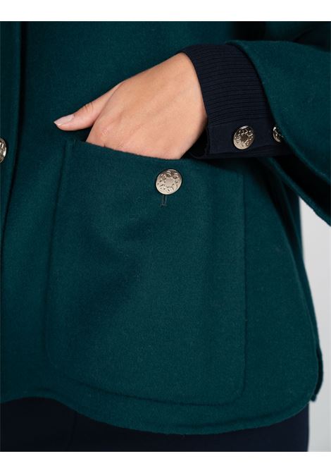 Giaccone Sartoriale Verde in Tessuto Double con Tasche e Bottoni ELENA MIRO | Giaccone | 8038Z000011N035