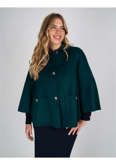 Giaccone Sartoriale Verde in Tessuto Double con Tasche e Bottoni ELENA MIRO | Giaccone | 8038Z000011N035