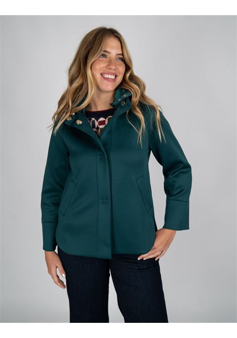 Caban verde in Scuba Ultrastretch con Cappuccio in Nylon Trapuntato ELENA MIRO | Giaccone | F046Z000018N035