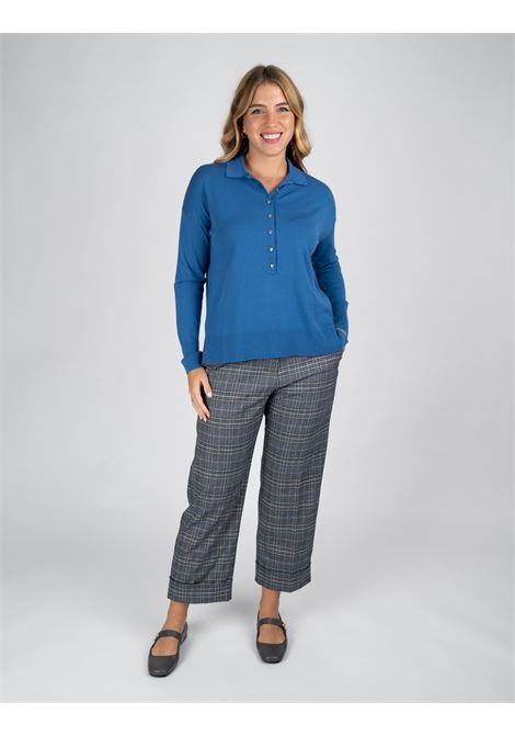 Polo blu denim in Viscosa EcoVero con Bottoni Monogram ELENA MIRO | Polo | M455Z000585N24