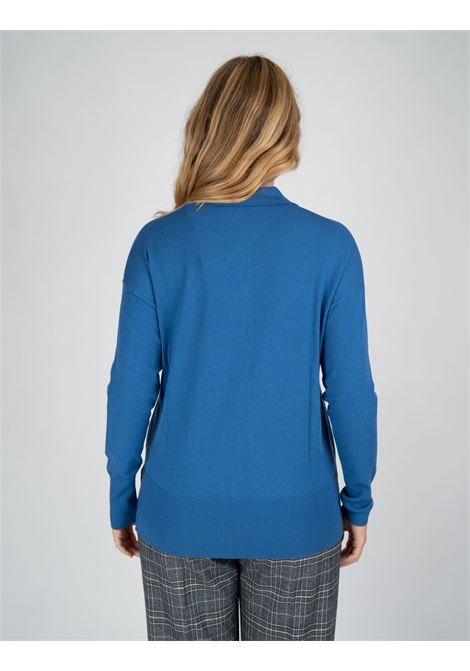 Polo blu denim in Viscosa EcoVero con Bottoni Monogram ELENA MIRO | Polo | M455Z000585N24