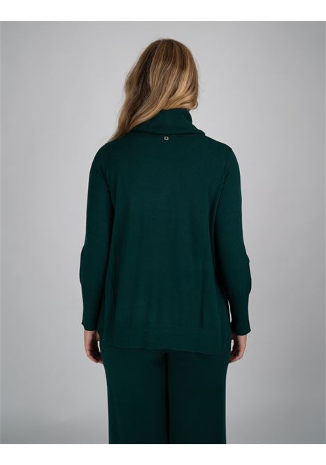 Maglia Verde Foresta Girocollo in Viscosa EcoVero con Punte Laterali ELENA MIRO | Maglia | M513Z000653N035