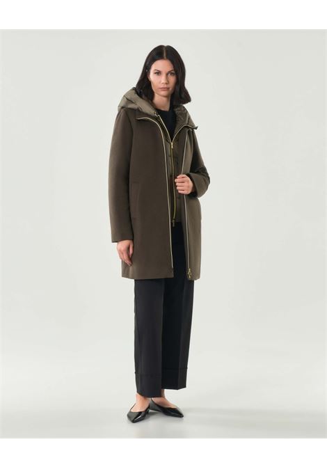 Piumino imbottito lungo Bacio color moro in panno soft EMME DI MARELLA | Piumino | BACIO009