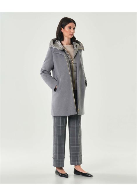 Piumino imbottito lungo Bacio grigio melange in panno soft EMME DI MARELLA | Piumino | BACIO010