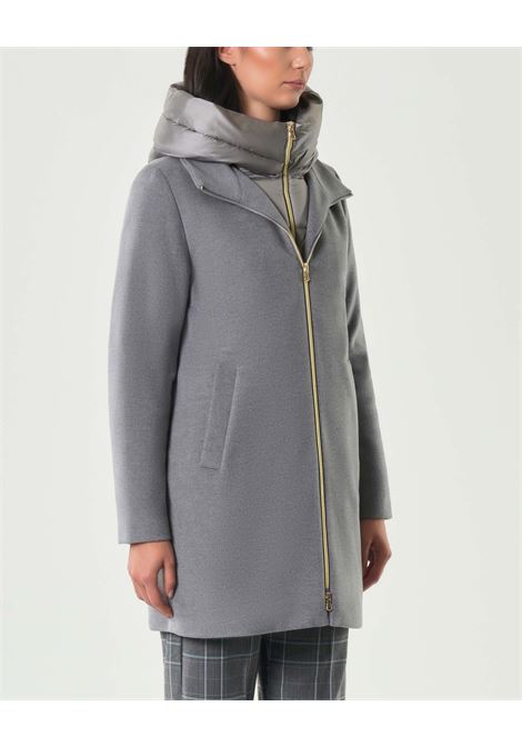 Piumino imbottito lungo Bacio grigio melange in panno soft EMME DI MARELLA | Piumino | BACIO010