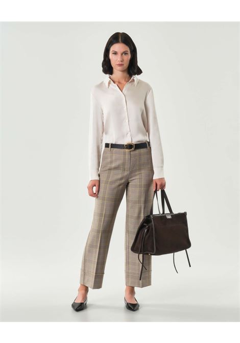 Pantalone Dany in Gabardine Bistretch Check Verde con Risvolto EMME DI MARELLA | Pantalone | DANY004