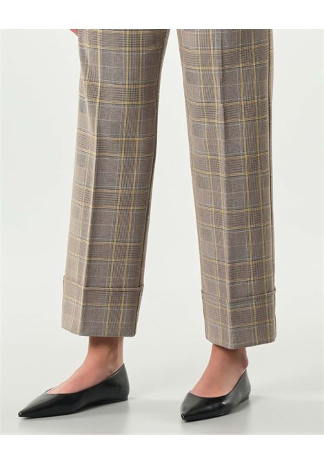 Pantalone Dany in Gabardine Bistretch Check Verde con Risvolto EMME DI MARELLA | Pantalone | DANY004