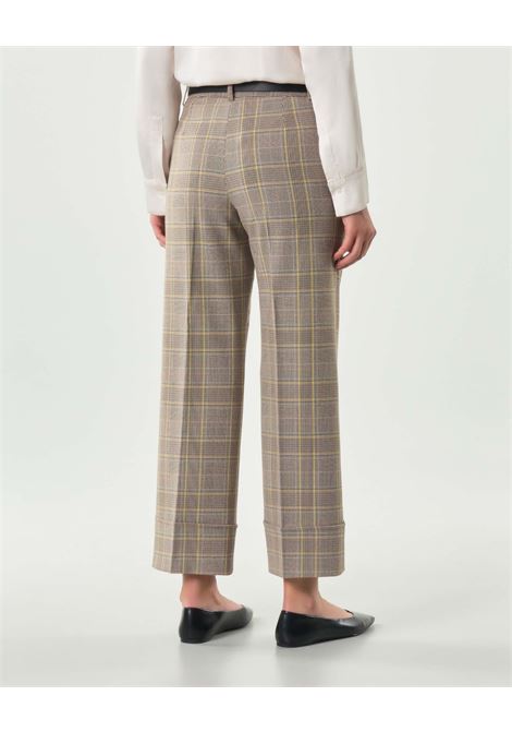 Pantalone Dany in Gabardine Bistretch Check Verde con Risvolto EMME DI MARELLA | Pantalone | DANY004