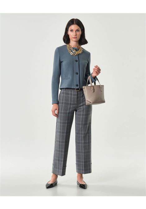 Pantalone Dany in Gabardine Bistretch Check Grigio con Risvolto EMME DI MARELLA | Pantalone | DANY010