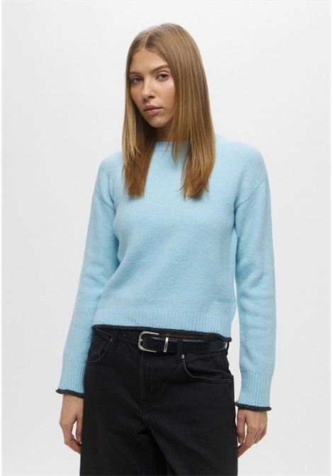 Maglia dritta Editor Azzurra con Lurex e Riga Dorata EMME DI MARELLA | Maglia | EDITOR006