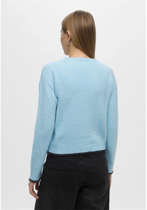 Maglia dritta Editor Azzurra con Lurex e Riga Dorata EMME DI MARELLA | Maglia | EDITOR006