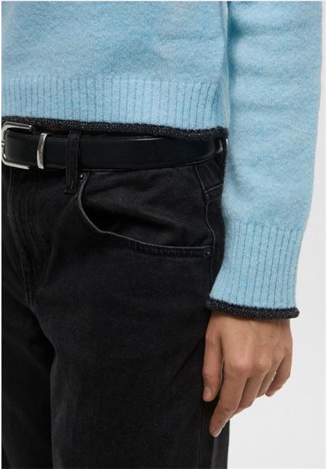 Maglia dritta Editor Azzurra con Lurex e Riga Dorata EMME DI MARELLA | Maglia | EDITOR006