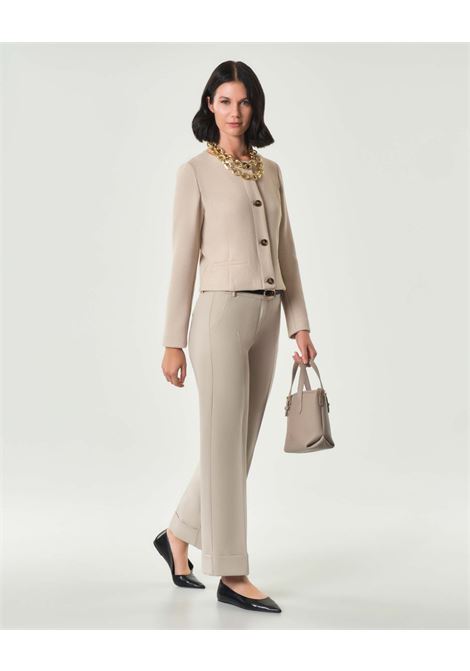 Pantalone dritto stretch Favore color cachà con piega stirata e risvolto EMME DI MARELLA | Pantalone | FAVORE002