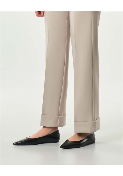 Pantalone dritto stretch Favore color cachà con piega stirata e risvolto EMME DI MARELLA | Pantalone | FAVORE002
