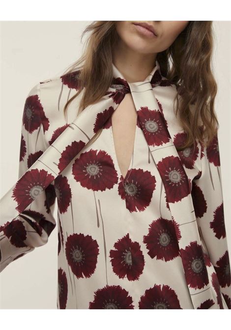 Blusa Fulvia bianco burro con Stampa Floreale bordeaux e Sciarpina EMME DI MARELLA | Camicia | FULVIA006