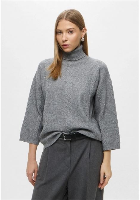 Maglia dolcevita Lido grigia Svasata in Filato Comfy con Paillettes EMME DI MARELLA | Dolcevita | LIDO006