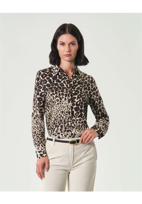 Camicia Olivia in twill di viscosa stampata animalier cammello EMME DI MARELLA | Camicia | OLIVIA001