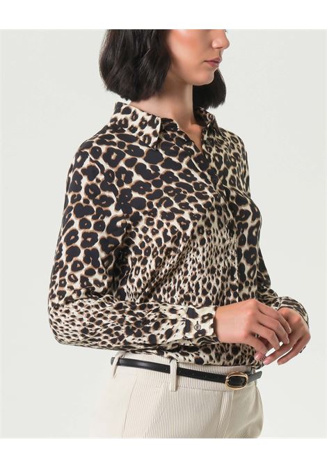 Camicia Olivia in twill di viscosa stampata animalier cammello EMME DI MARELLA | Camicia | OLIVIA001