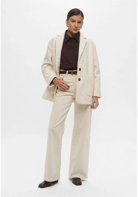 Giaccone Ranch Color Burro in Jersey Bouclé con Paillettes EMME DI MARELLA | Giaccone | RANCH001