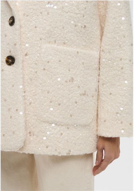 Giaccone Ranch Color Burro in Jersey Bouclé con Paillettes EMME DI MARELLA | Giaccone | RANCH001